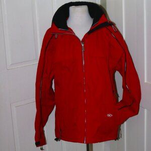 Marker Red Black Fleece Lie Nylon Reflective Stripes Hooded  Ski Jacket Sz XL